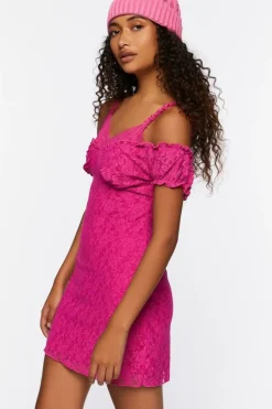 Lace Cami Cap-Sleeve Mini Dress