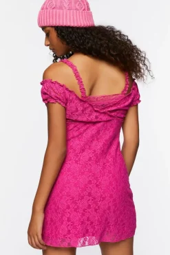 Lace Cami Cap-Sleeve Mini Dress