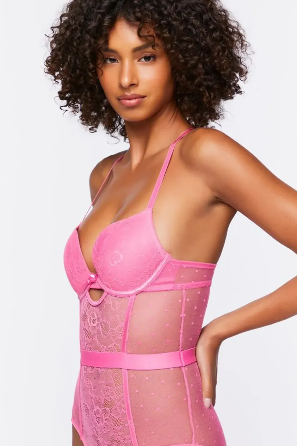 Lace Clip Dot Lingerie Bodysuit
