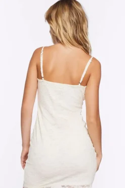 Lace Cowl Neck Tulip-Hem Mini Dress