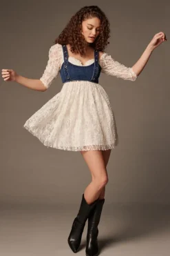 Lace Fit & Flare Mini Dress