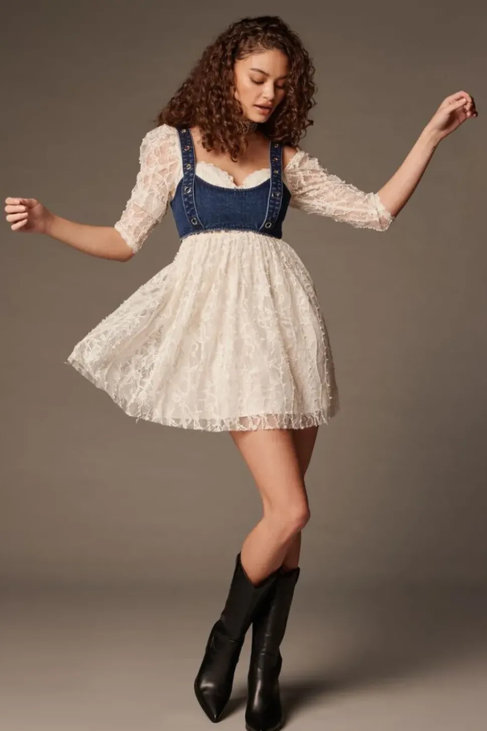 Lace Fit & Flare Mini Dress