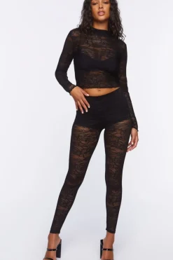 Lace Mock-Neck Crop Top