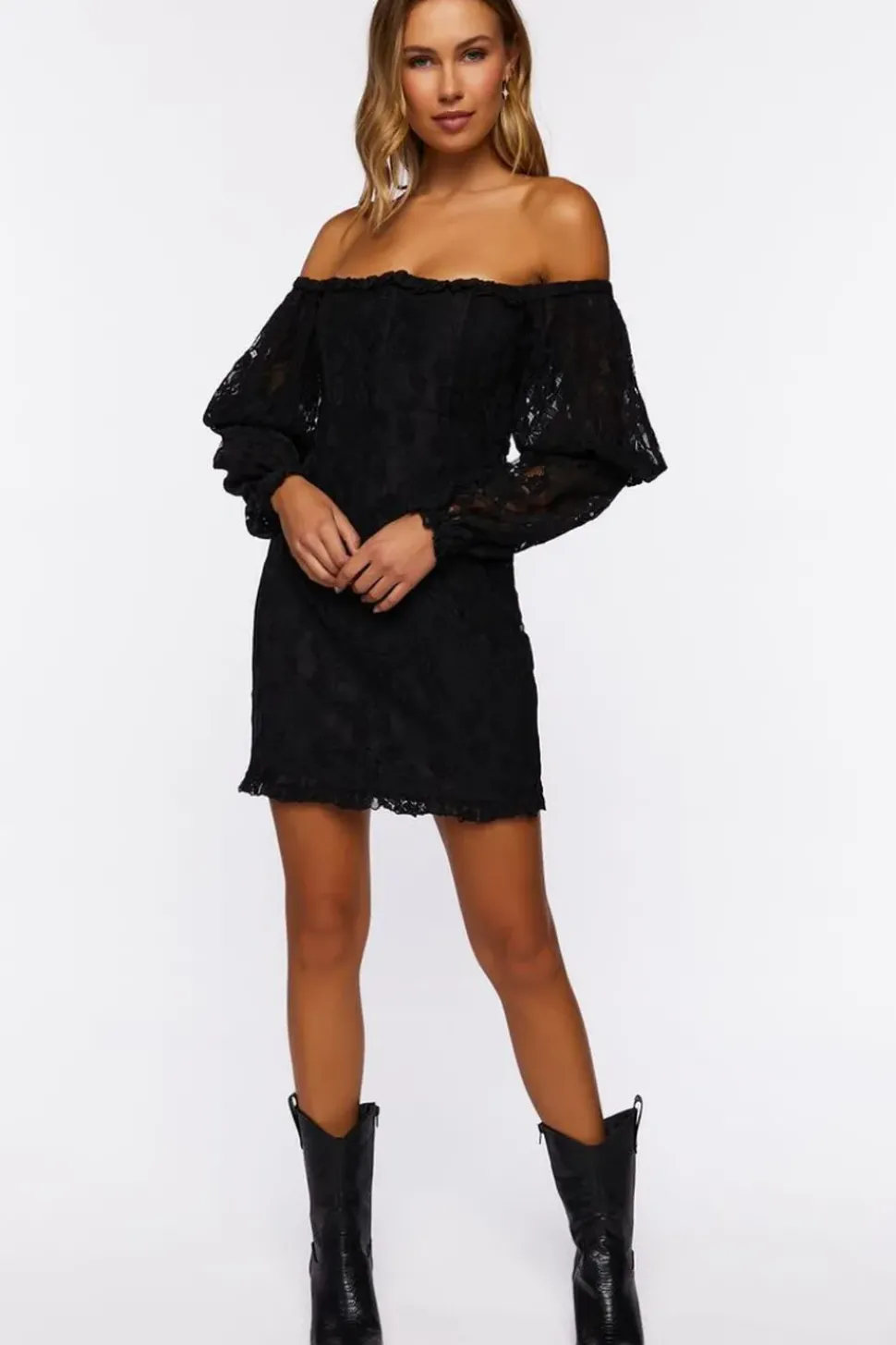 Lace Off-The-Shoulder Mini Dress