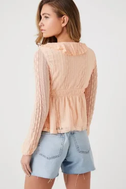 Lace Ruffle-Trim Peasant Top