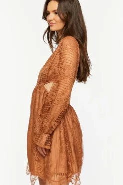 Lace Surplice Cutout Mini Dress