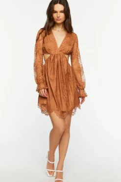 Lace Surplice Cutout Mini Dress