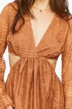 Lace Surplice Cutout Mini Dress