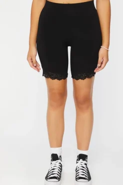 Lace-Trim Biker Shorts