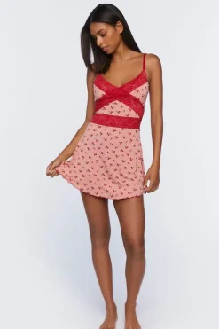 Lace-Trim Cherry Pajama Slip