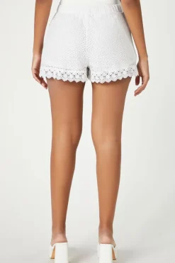 Lace-Trim Crochet High-Rise Shorts