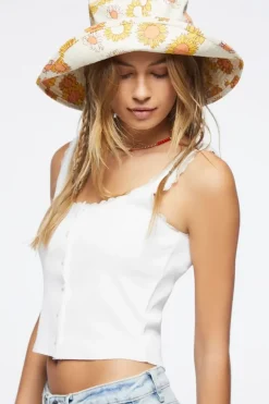 Lace-Trim Cropped Tank Top