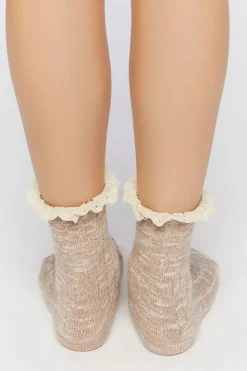 Lace-Trim Marled Crew Socks