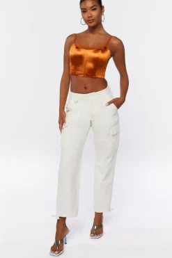Lace-Trim Satin Cropped Cami