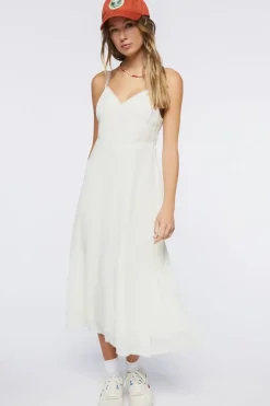 Lace-Trim Tie-Back Midi Dress