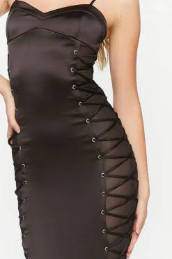 Lace-Up Bodycon Midi Dress