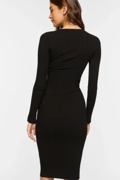 Lace-Up Bodycon Midi Dress