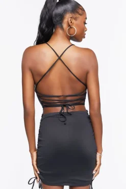 Lace-Up Bodycon Mini Dress