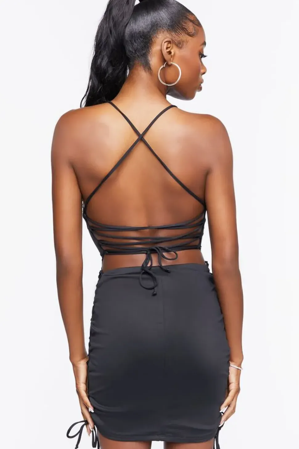 Lace-Up Bodycon Mini Dress
