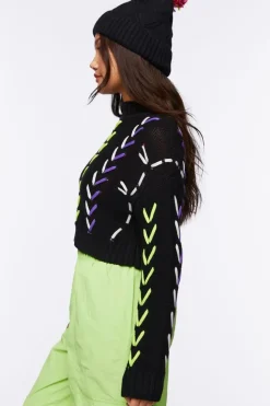 Lace-Up Cropped Sweater