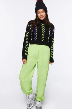 Lace-Up Cropped Sweater