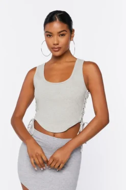 Lace-Up Cropped Tank Top