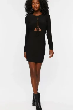 Lace-Up Cutout Mini Dress