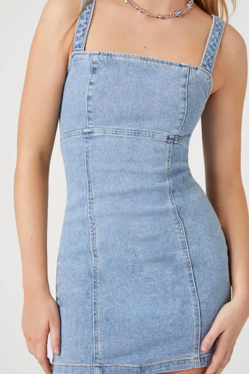 Lace-Up Denim Mini Dress