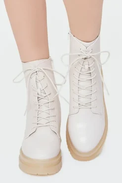 Lace-Up Faux Leather Booties