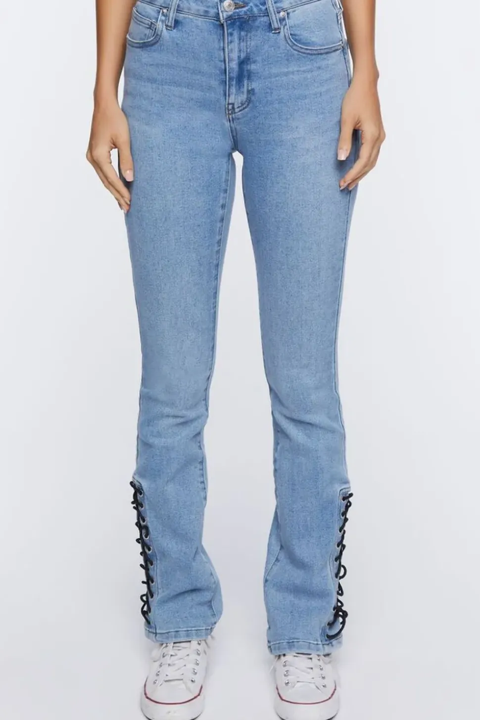Lace-Up Flare Jeans