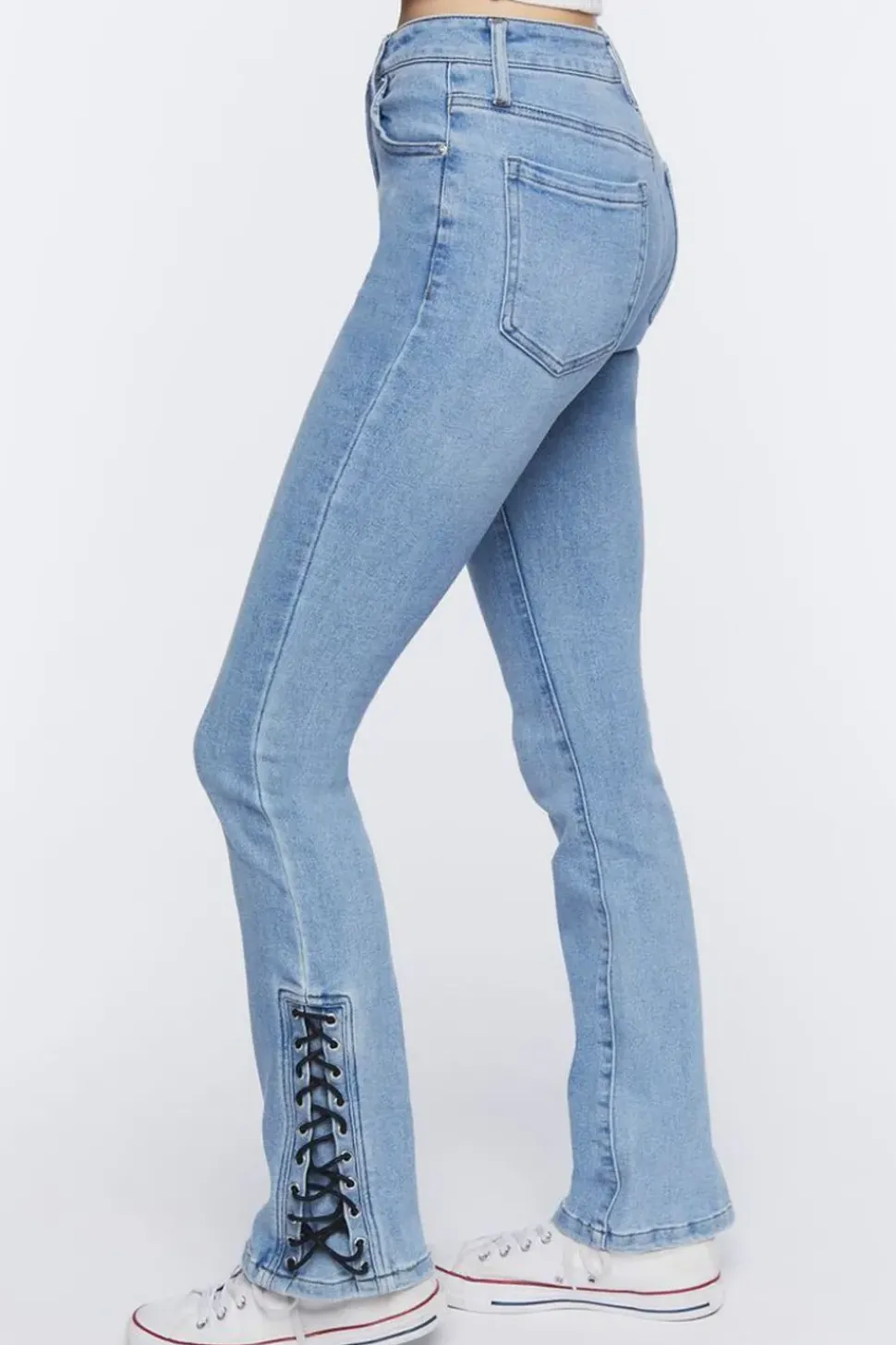 Lace-Up Flare Jeans