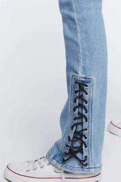 Lace-Up Flare Jeans