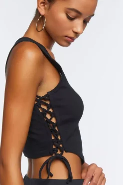 Lace-Up Graphic Tank Top