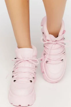 Lace-Up Lug Sole Ankle Booties