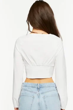 Lace-Up Seamed Crop Top