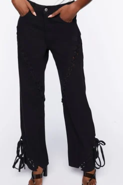 Lace-Up Straight-Leg Jeans