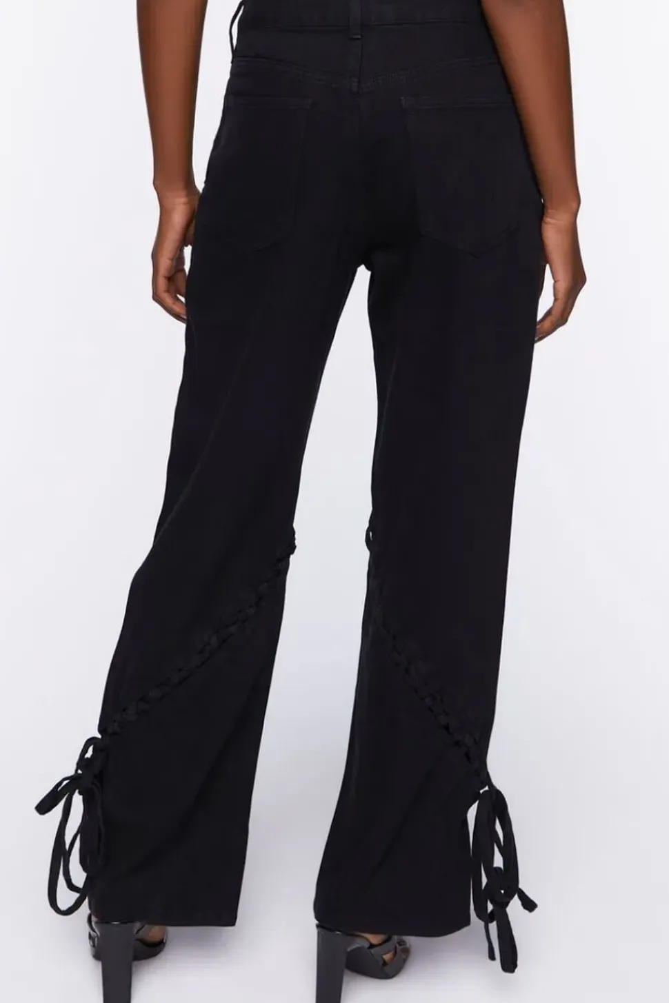 Lace-Up Straight-Leg Jeans