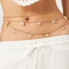 Layered Butterfly Charm Belly Chain