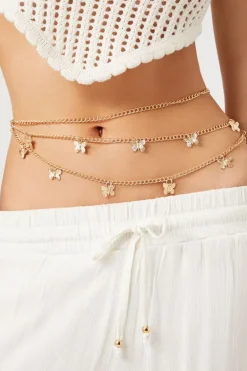 Layered Butterfly Charm Belly Chain