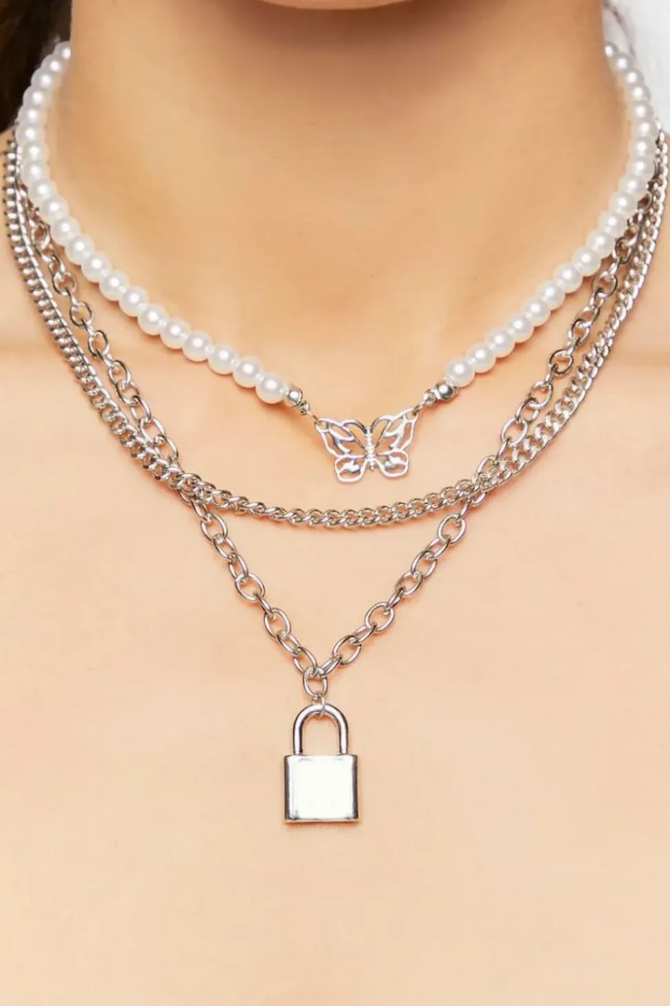 Layered Butterfly Necklace Set