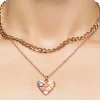 Layered Floral Heart Pendant Necklace