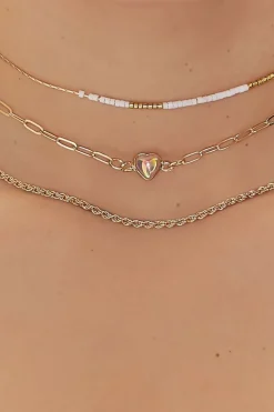 Layered Heart Charm Necklace Set