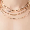 Layered Rhinestone Box Chain Necklace