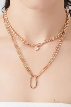 Layered Screw Lock Pendant Necklace