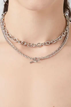 Layered Toggle Curb Chain Necklace