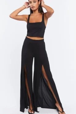 Leg-Slit Palazzo Pants