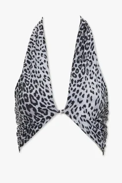 Leopard Print Halter Bikini Top