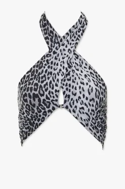 Leopard Print Halter Bikini Top
