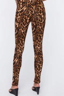 Leopard Print Split-Hem Leggings