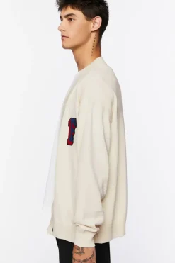 Letter Patch Cardigan Sweater